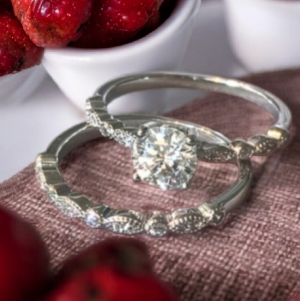 2pc/set 1ct. Moissanite Diamond Ring